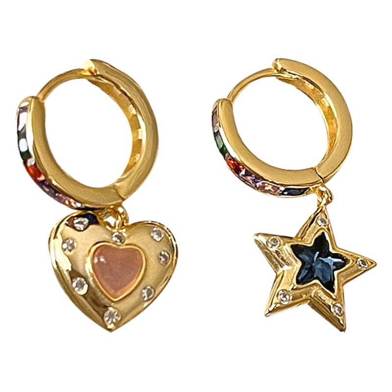 Opal único asimétrico estrella encantadora pendientes hembra 2023 moda luz lujo nicho diseño pendientes de alto grado