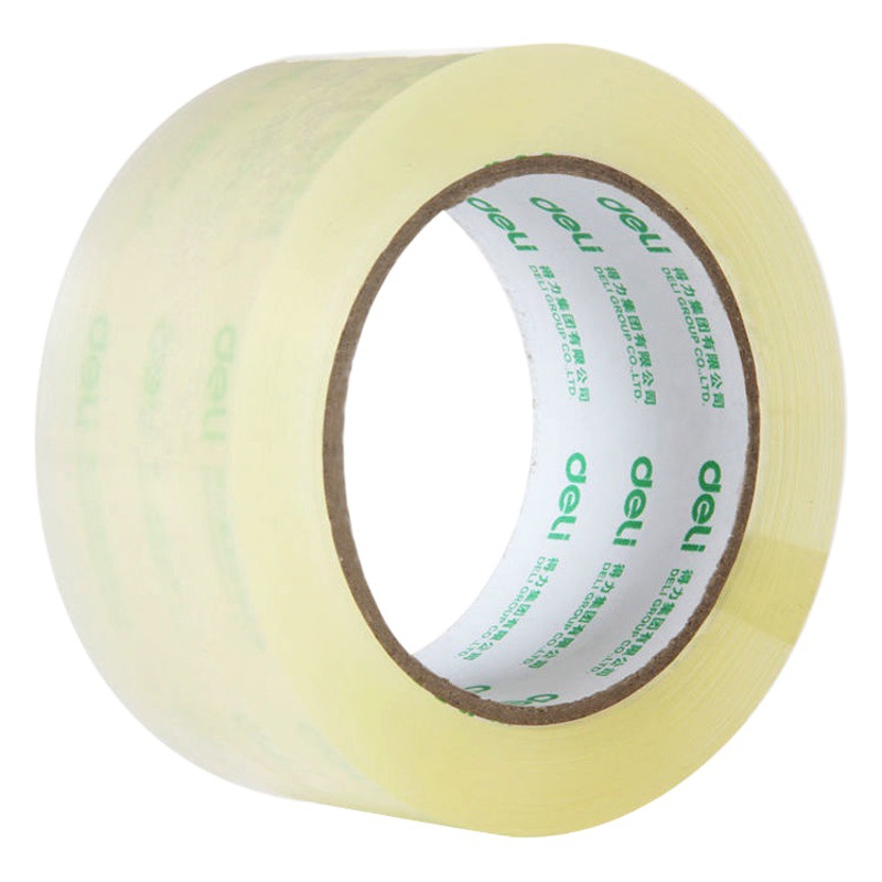 Deli Transparent Sealing Tape for Logistics and Express Packaging, Beige Sealing Tape, High Viscosity Storage Wide Tape Roll
