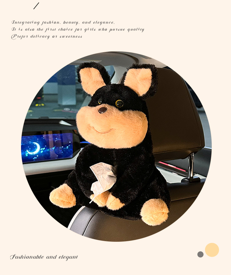 Car Tissue Box Creative Doll Car Multi-function Hanging Tissue Bag Cute Bee Dog Car Tissue Box