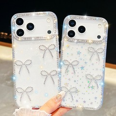 闪钻蝴蝶结适用iPhone17手机壳苹果16promax新款15少女风14点钻13