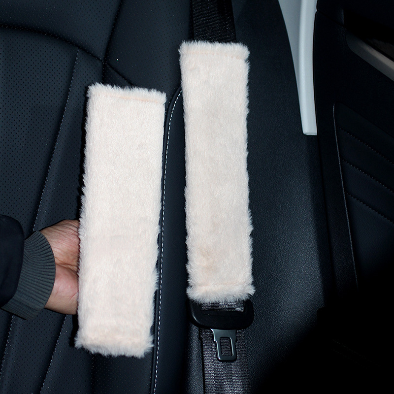 Imitation Rabbit Fur Seatbelt Shoulder Pads, Imitation Wool Car Accessories, Winter Plush Seatbelt Covers, Car Interior Accessories