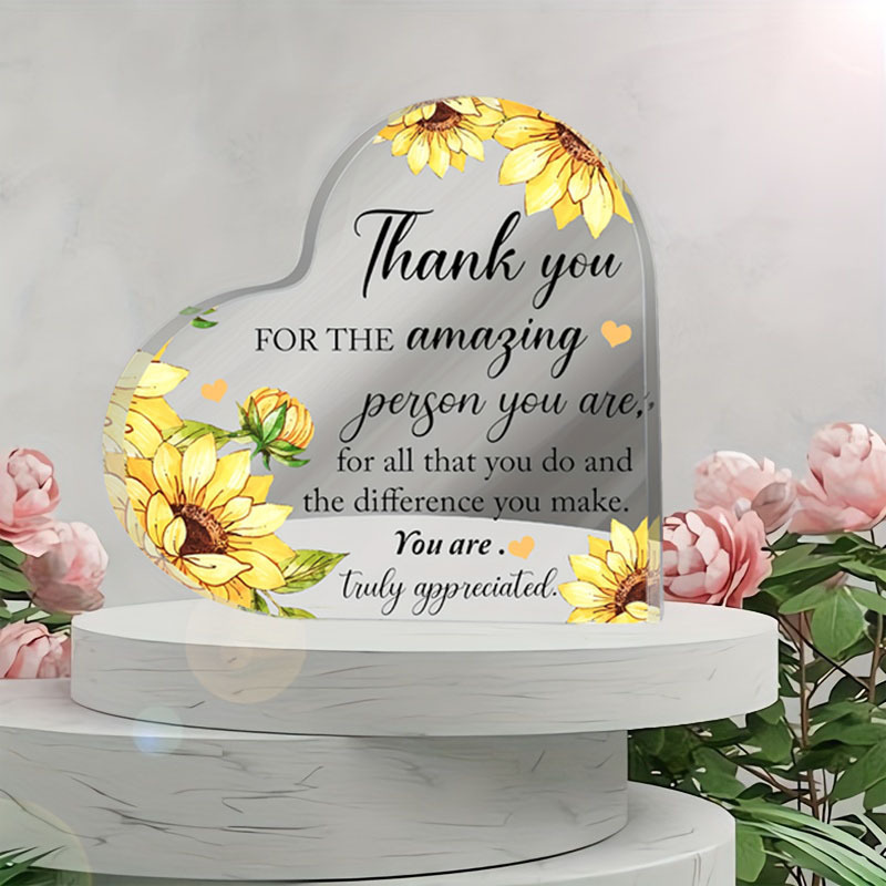 2D平面心形亚克力装饰牌 - 你真了不起的人 - 灵感礼物，适合家庭