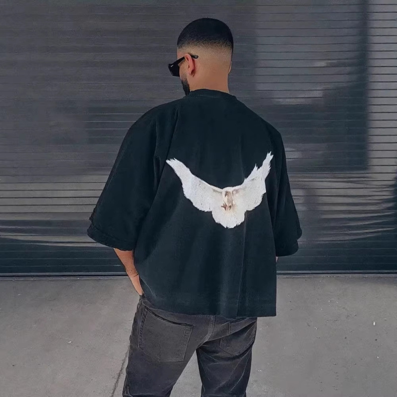 Kanye Yeezy Three-Party Collaboration Peace Dove High Street Loose-Fit Crew Neck Short-Sleeve Unisex T-Shirt