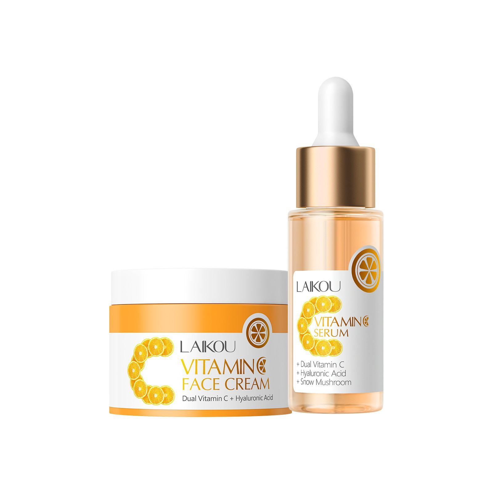 Transfronterizo LAIKOUFENYI Vitamina C serie combinación hidratación humectante productos de cuidado de la piel paquete de caja Inglés FDA productos de cuidado de la piel