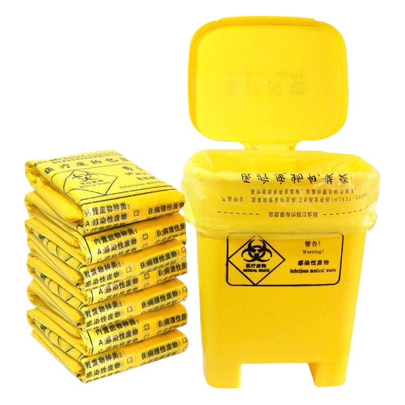 Медицинские мешки для отходов, новый материал, утолщенные желтые мешки для мусора, мешки для упаковки больничных отходов, плоские мешки в стиле жилета, оптом
