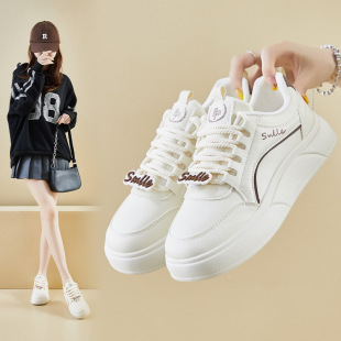 2025 Spring White Shoes New K-Style Ins Female Students Thick-Soled Heightening Sports Sneakers Casual Street Photography Ep912