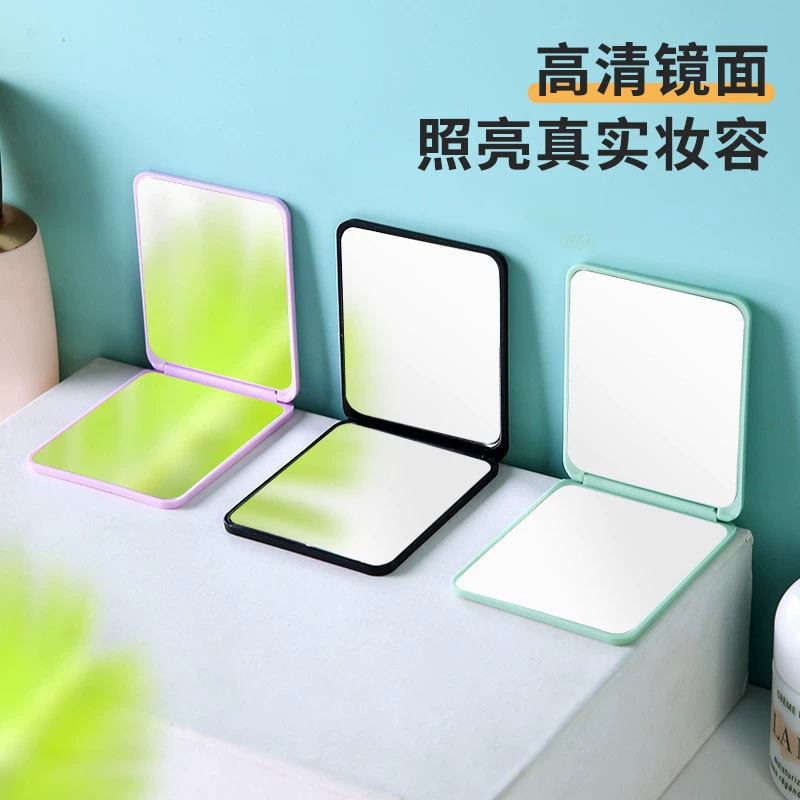 Портативное мини-зеркало высокой четкости, удобное карманное двустороннее зеркало для макияжа, складное пластиковое зеркало оптом