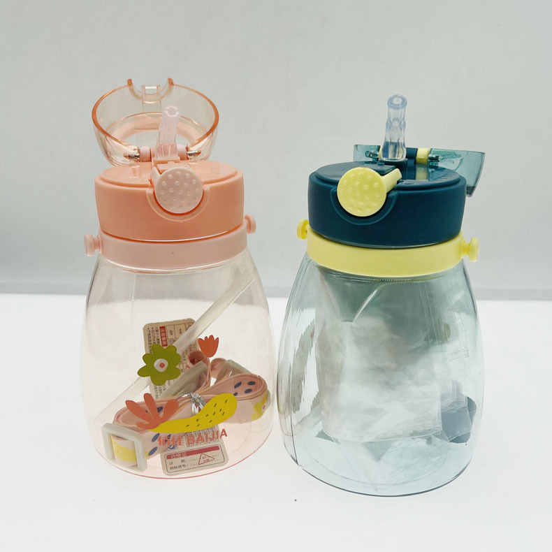 Baijia taza de paja deportes taza de plástico simple estudiante taza de agua 750ml bolsa de gradiente de color pegamento portátil taza