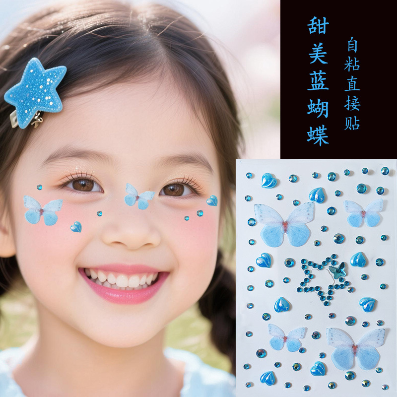 Raíz de montaña flash diamante lágrima Pegatinas de diamante pentagrama estrella ojo maquillaje gota de agua roto Diamante autoadhesivo dopamina Perla cara pegada Diamante