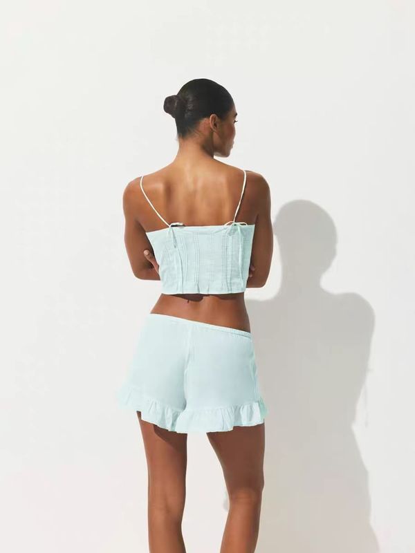 25新品SKIMS同款COTTON VOILE  SHORT小清新轻薄休闲花边短裤|undefined