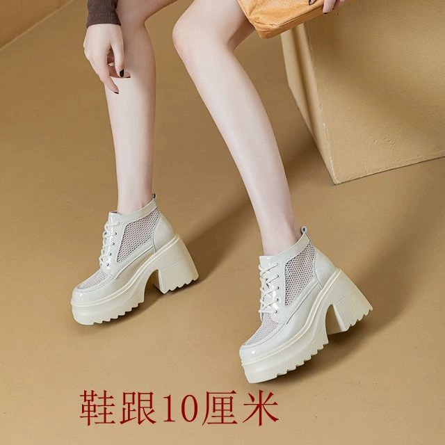 Женские ботинки-сабо на толстой подошве и высоком каблуке, римские сандалии на толстой подошве с сетчатой вставкой, новинка 2025 года, повседневные римские сапоги