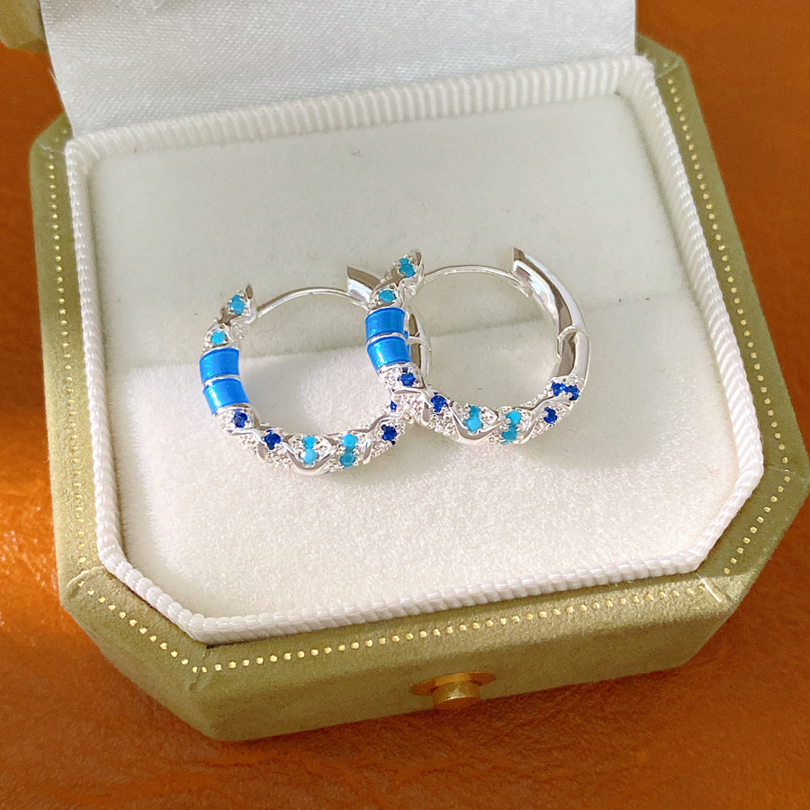 Oreja abrochada - plata - azul