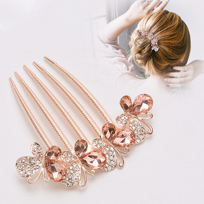 Insert comb adult Head ornament the republic of korea adult Hairdressing butterfly Rhinestone Flaxen Hair Hairpin Issuing sub children Jewelry