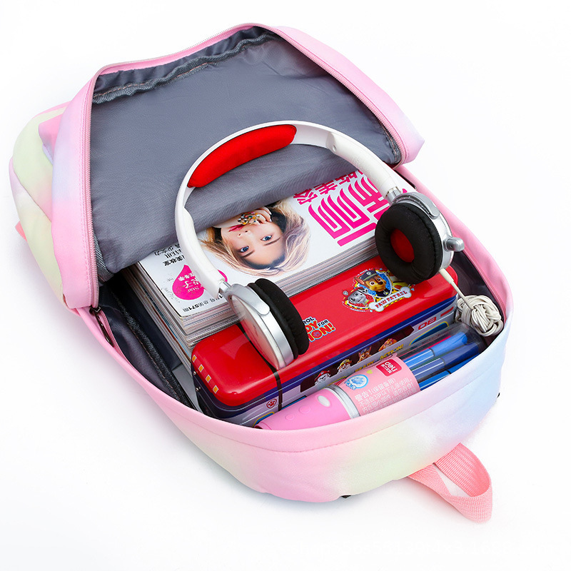 国境を越えた新しいカラフルなプリントバックパック大容量軽量バックパック女の子ファッション三点セット中学生バッグ|undefined