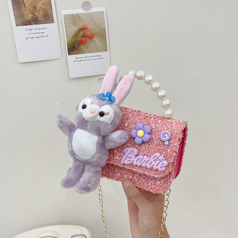 2023 nuevo bolso de los niños bolsa de hombro de conejo de dibujos animados estilo Chanel princesa bolsa perla portátil monedero bolsa