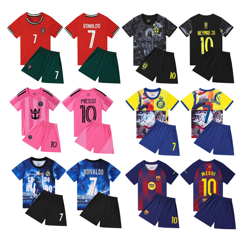 Al Nassr Cristiano Ronaldo Messi Jersey Short-Sleeved Training Uniform Competition Team Uniform Children's Football Uniform Set Men's Football Uniform
