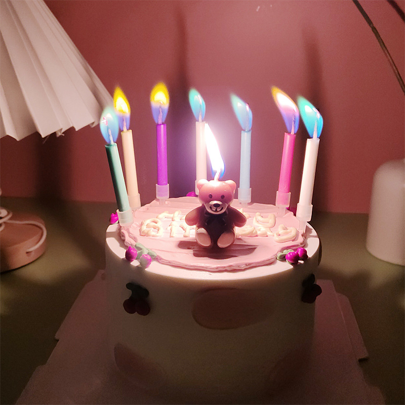 Birthday Festival Bear, Solid Color Pattern Birthday Cute Bear Solid Color Tmc Birthday Candle