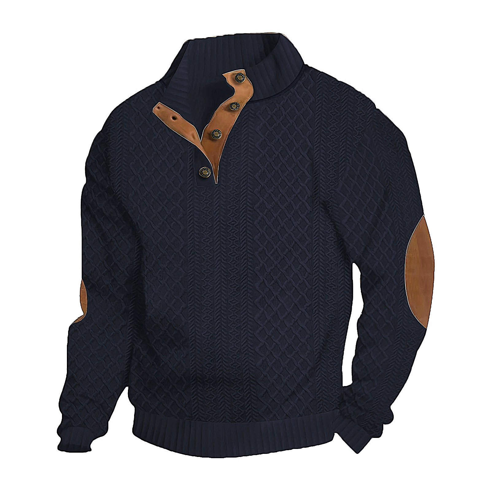 Sudadera de punto jacquard para hombre, estilo europeo y americano, para otoño e invierno, talla europea 5XL, informal, para exteriores, con cuello alto y manga larga
