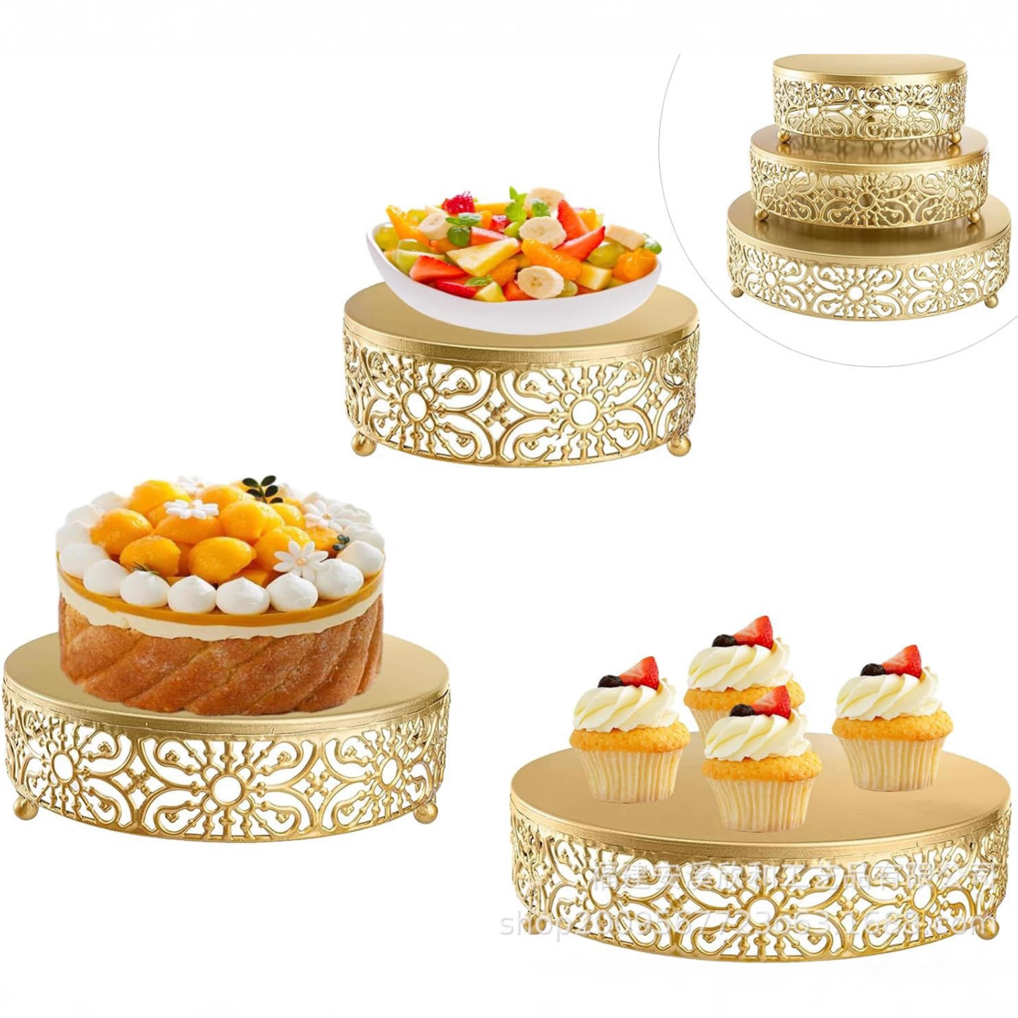 Transfronterizos redondos estantes de pastel de metal dulces dulces dulces dulces placas de exhibición eventos de boda fiesta de cumpleaños