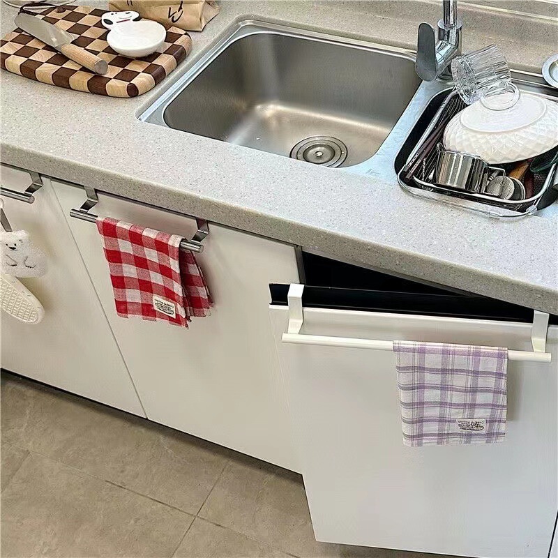 Multi-functional ins Towel Rack Household Kitchen Punch-free Cabinet Door Rack Toilet Bathroom Single-pole Towel Hanger