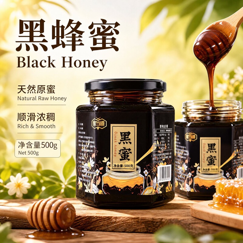 Wild Cliff Black Honey in Glass Bottles for Nourishment and Health, Direct Supply from Yunnan, Pure Natural Native Honey from Chinese Bees, Wholesale