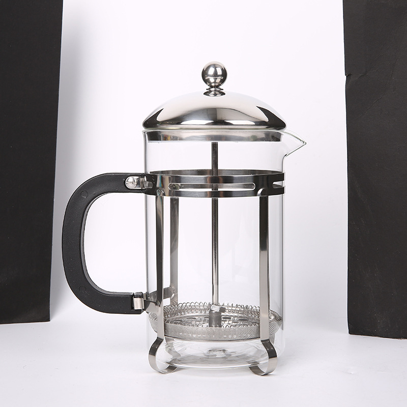 Popular French Press Coffee Pot, Tea Brewing Glass Filter Pot, Manual Household Tea Brewing Pot, Glass Pot with Tea-Water Separation