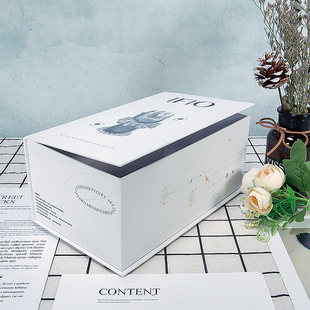 White Book-Shaped Flip Gift Box Customized Aromatherapy Candle Crafts Packaging Box Cardboard Ribbon Fixed Paper Box