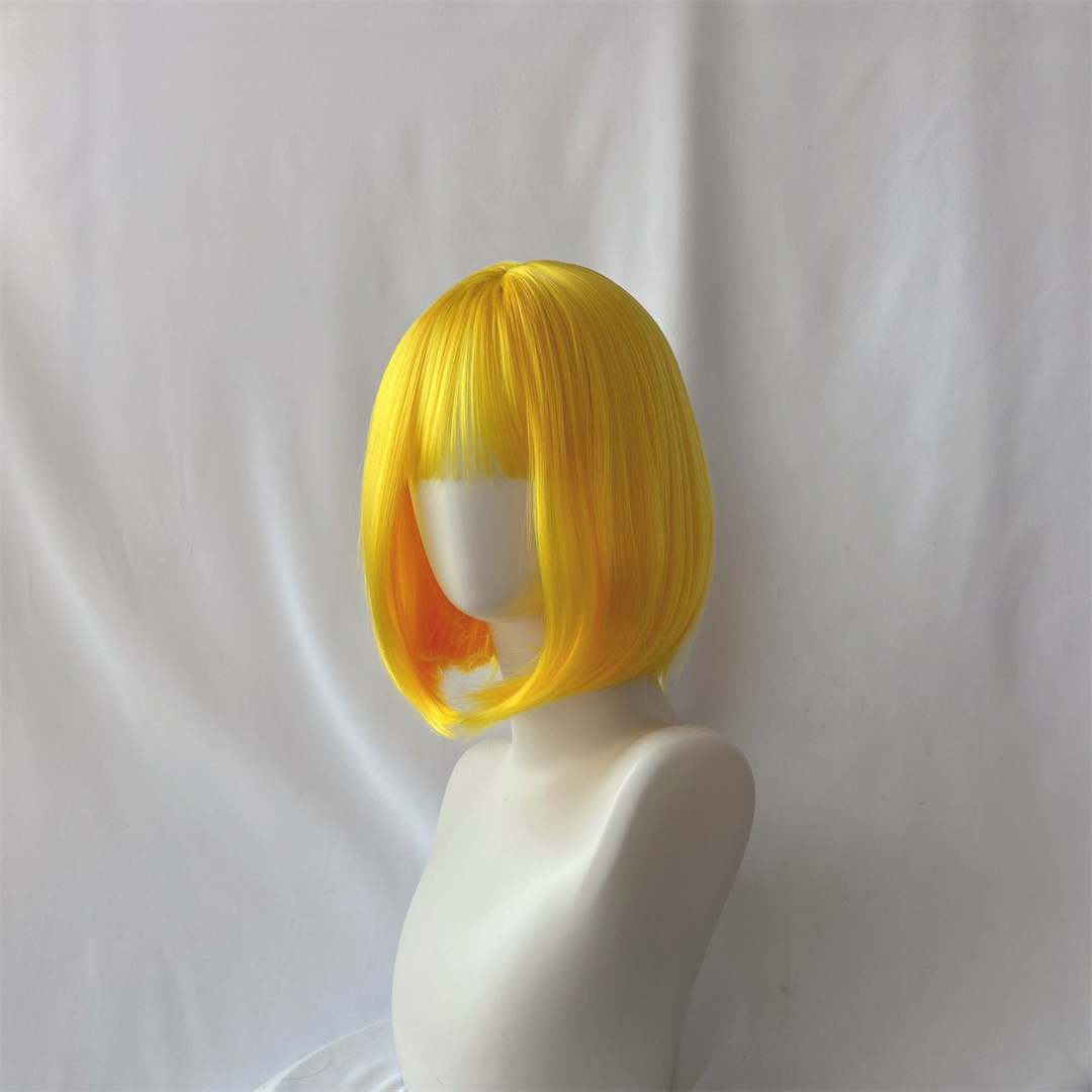 Peluca Corta de Cosplay de Anime de Fibra Sintética de Alta Temperatura para Cosplay