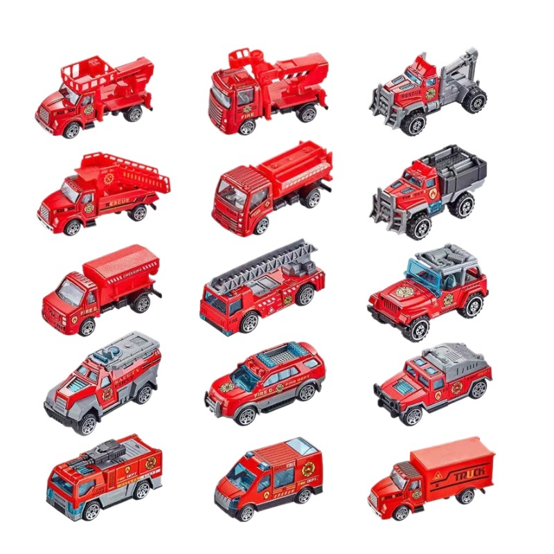 Coche de ingeniería de aleación para niños, simulador de excavadora, coche de juguete deslizante, niño, excavadora, mezcladora, juego de camión de bomberos