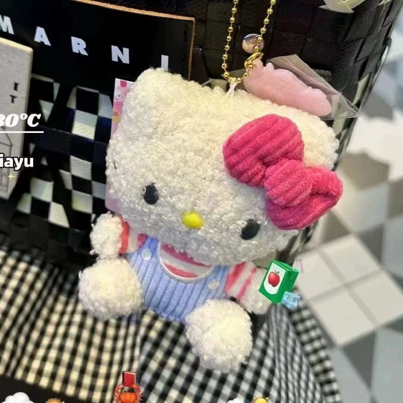 Плюшевый брелок Hello Kitty 10 см, милый ретро-кукольный подвес для сумки, мягкая игрушка