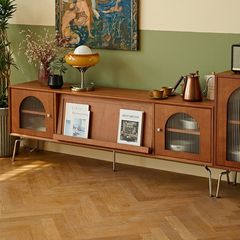 北欧のレトロな木のテレビの棚のお茶のいくつかの組み合わせの現代のシンプルな小型のテレビのキャビネットのリビングルームの家庭用のキャビネット