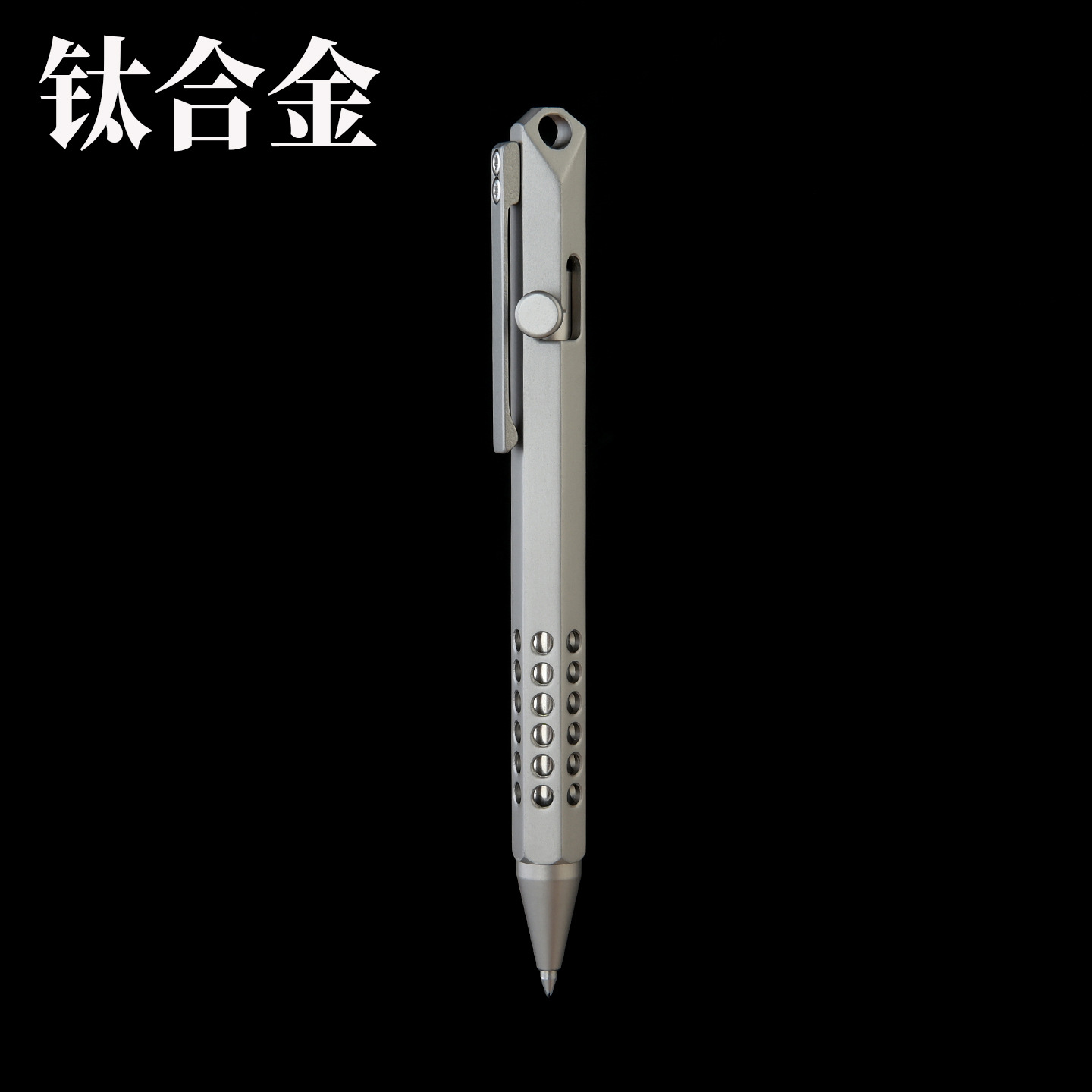 Titanium Alloy Hexagonal Pen with Bolt-Action Mechanism, Retractable Gel Pen, Metal Business Signature Pen, Gift Ballpoint Pen, Office Stationery