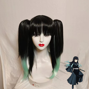When the blade of the ghost is destroyed, there is no Ichiro Xia Zhu tiger clip double ponytail cos wig gradient long straight hair