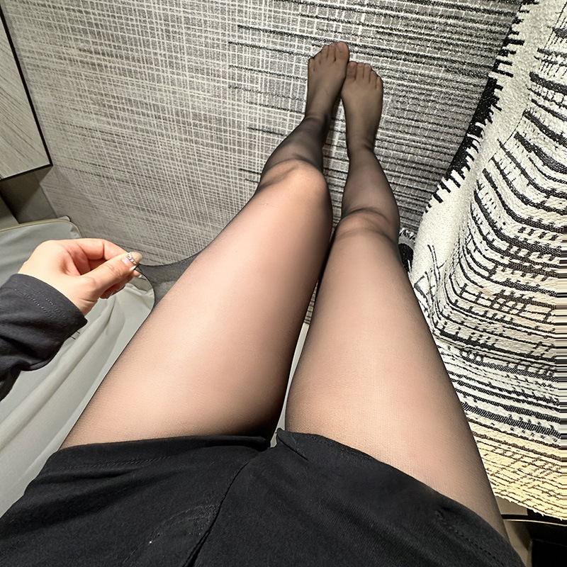 Flight Attendant Gray Ultra-Thin 0D One-Line Crotch Sexy Ultra-Thin Seamless Sexy Gray Silk High-Transparency Invisible Black Silk Pantyhose