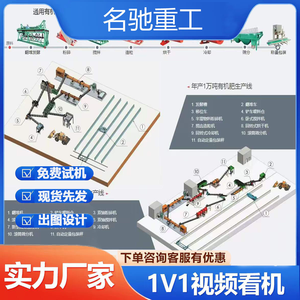 小型粉线 颗粒线 复合肥生产线年产1-5万吨有机肥设备生产厂家