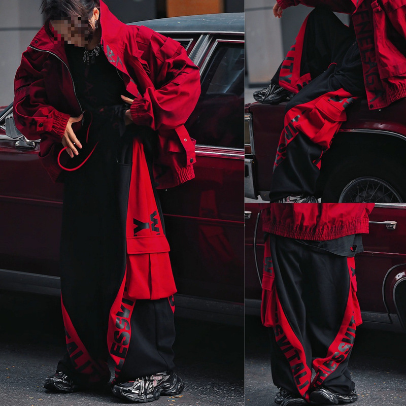 Trendy Cool Casual Pants Unisex Hip-Hop Versatile American High Street Loose Anime Personality Wide-Leg Pants