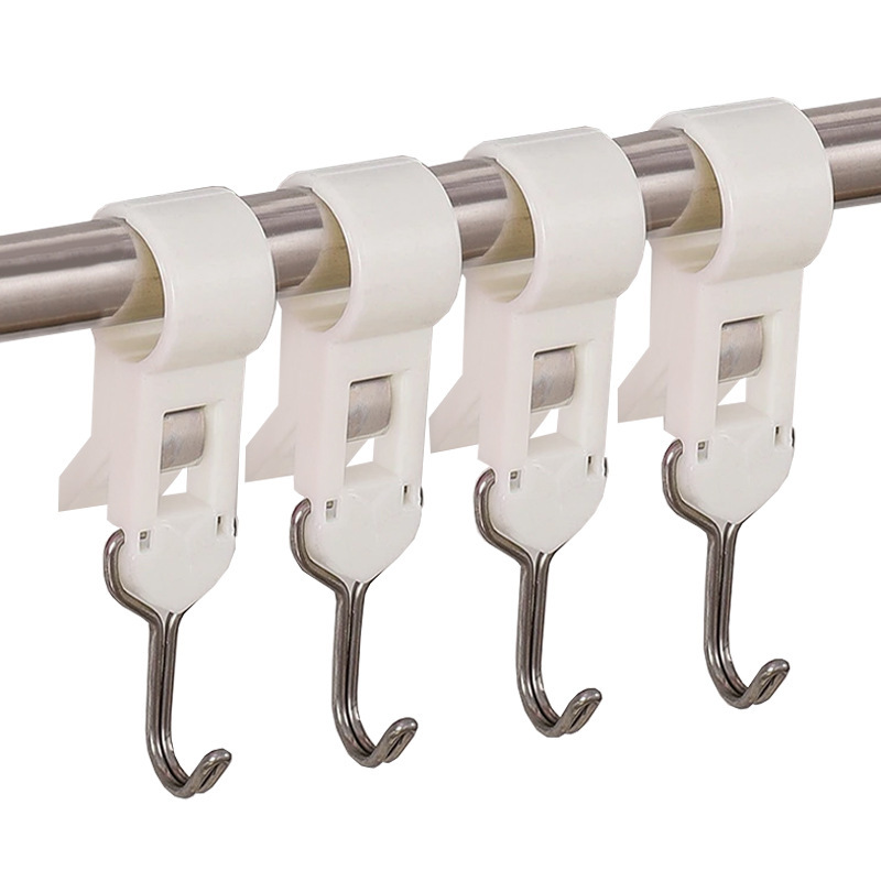 Round Pipe Clamp Hook Wholesale Punch-Free Clip Pipe Clamp Hook Movable Clamp Rod Rotating Towel Rack Cross-Border