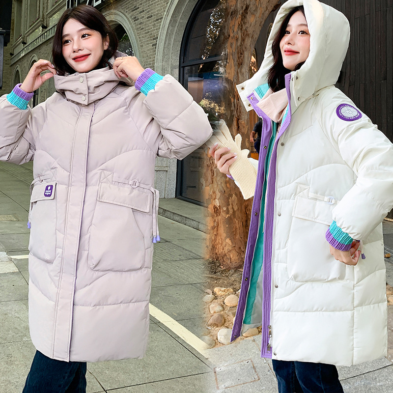 Casual de algodón largo y medio para mujeres 2024 nuevo estilo coreano de algodón suelto engrosado de invierno chaqueta caliente con capuzas image 3