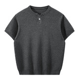 ZH8125-B美式亨利领针织短袖亚麻天丝通勤老钱风上衣休闲T恤，男装针织衫/毛衣，星座614