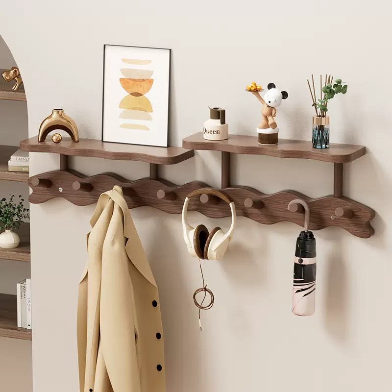 Wall-Mounted Clothes Rack with Hooks, No-Drill Storage Rack for Behind the Door, Multifunctional Storage Rack for Bedroom and Entryway