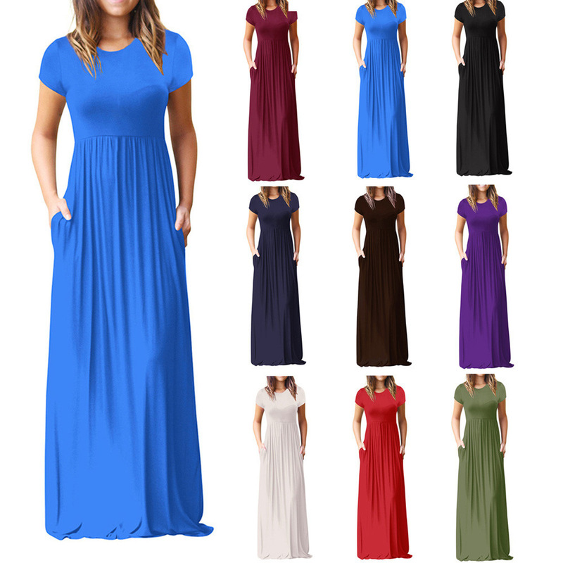 Plus Size Dress Women's Extra Long Dress Casual Fashion Solid Color Women's