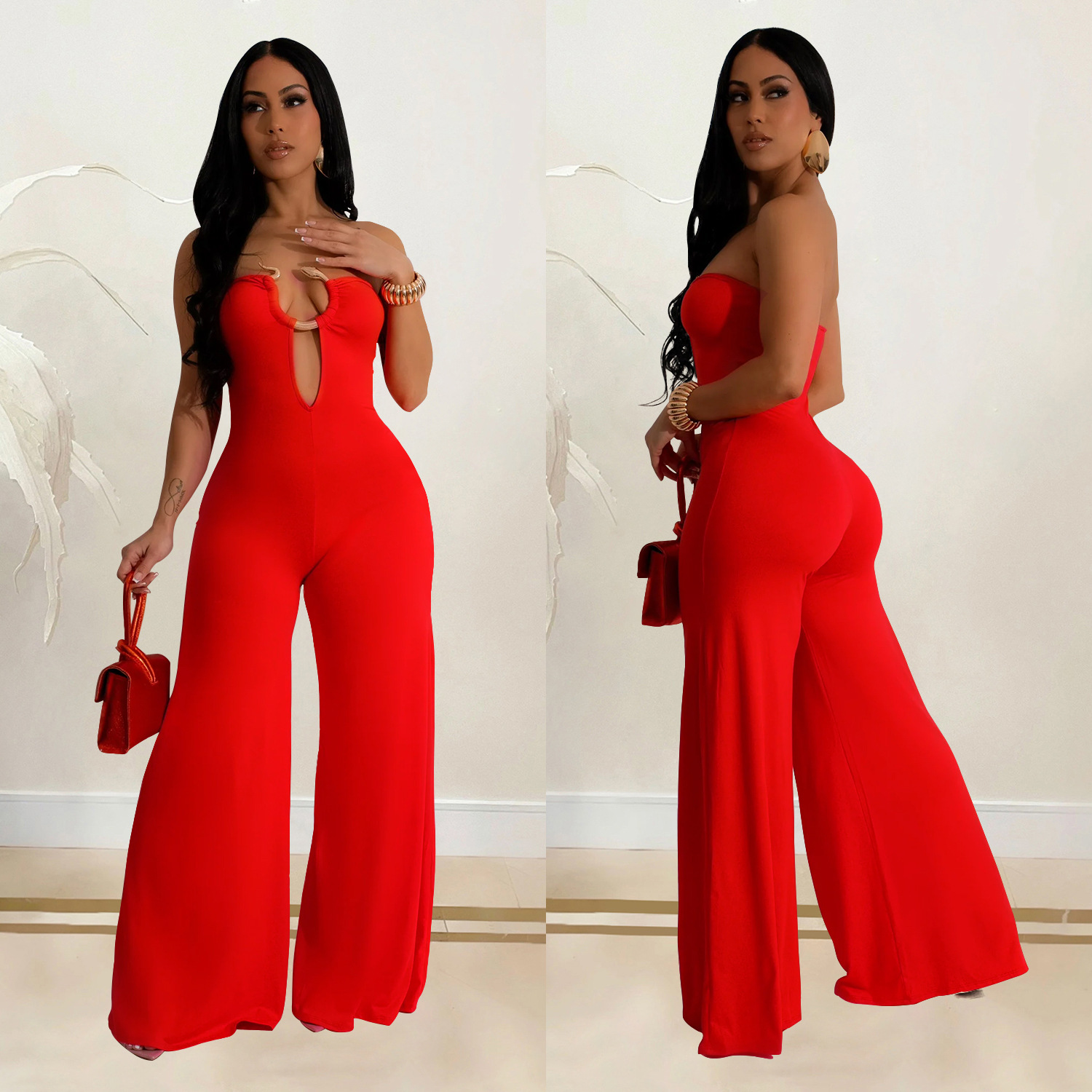 C6941 Aliexpress transfronterizo Amazon estación independiente de moda europea y americana ropa de mujer pantalones de moda de color sólido image 4
