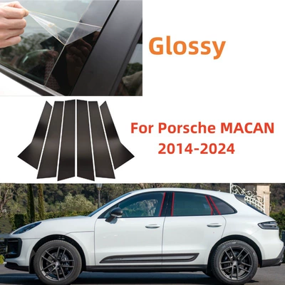 Suitable for Porsche Macan 2014-2024 black car window trim B .C center pillar 6PCS mirror decorative cover