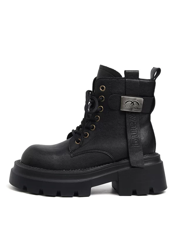 Martens, leather boots platform with zipper high heels