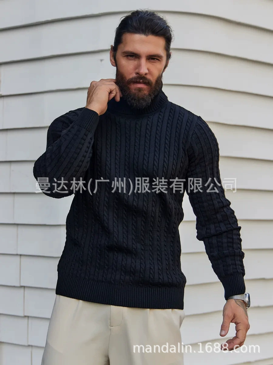 Свитер вязаный с воротником-гольфик turtleneck twist knitted sweater для мужчин