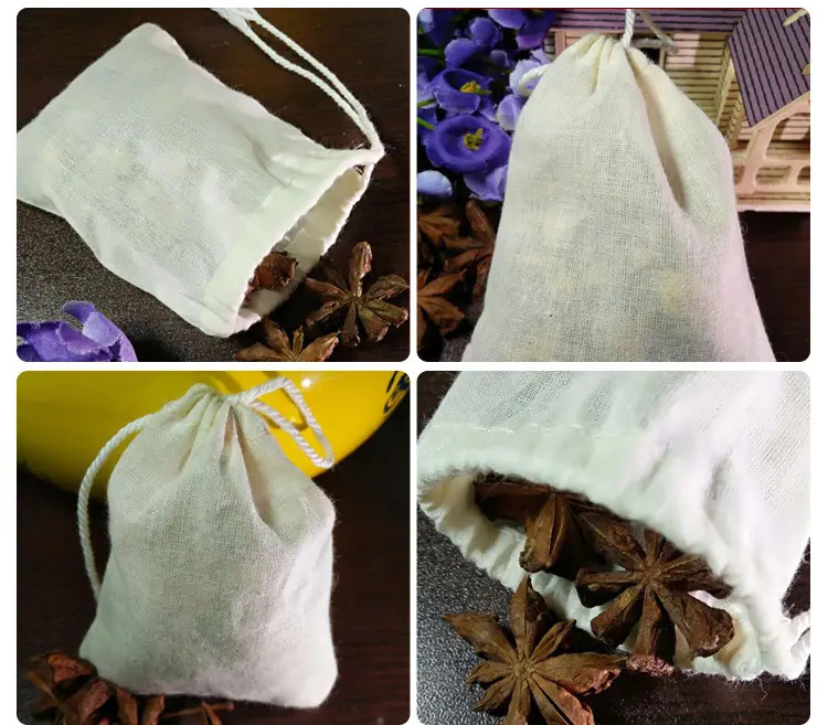 厂家直销纱袋棉麻尼龙绒布调味料收纳过滤棉纱袋煲汤药袋收纳束口