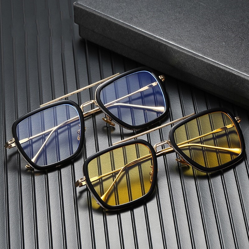 New European and American Fashion Frame Glasses Trendy Flat Glasses Retro Men's and Women's Iron Man Same Style Frame Glasses