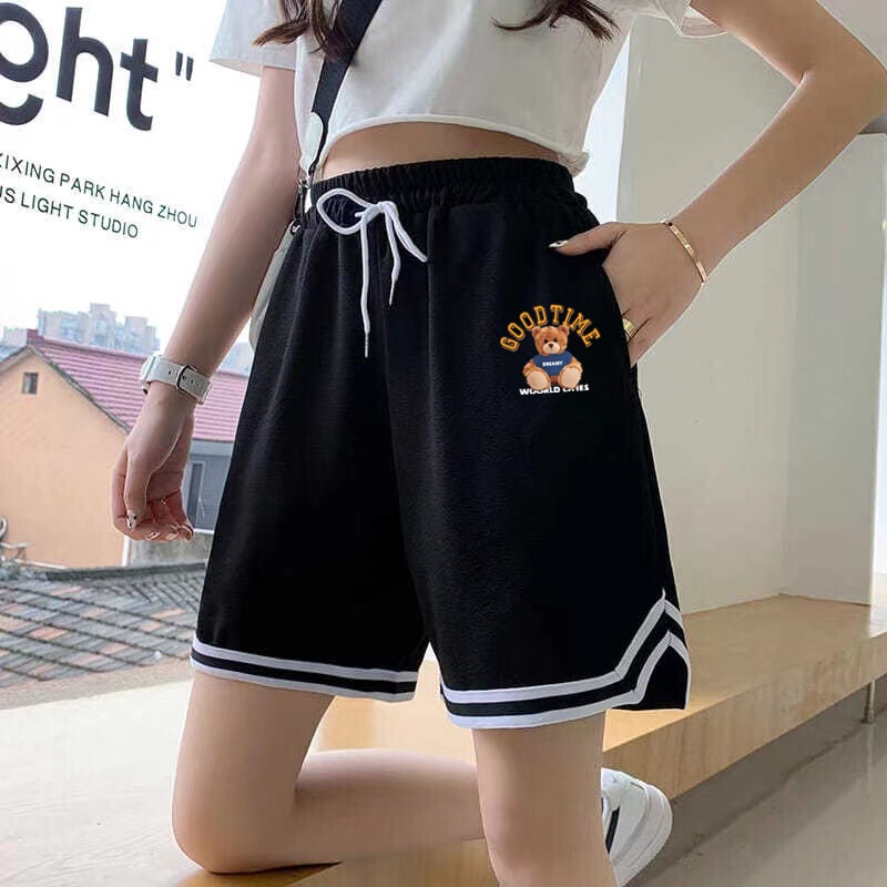 American Shorts Women's Summer Thin Slimming Students Casual Five-point Basketball Sports Wide Leg Pants Quick-drying Running Outer Wear