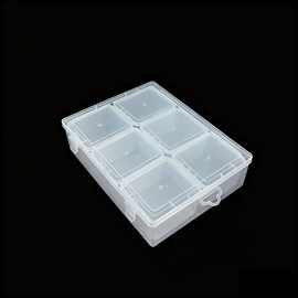 桌面珠子分格收纳盒透明 PP 盒中盒带盖防尘厂家批发高级感可叠放