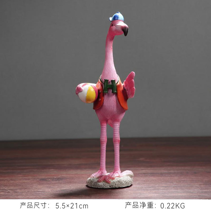 Decoración del hogar Flamingo lindo decoración creativa artesanía de resina escultura patio al aire libre Joyería La historieta